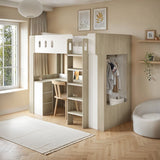 Flair Willow High Sleeper with Desk & Storage White & Oak