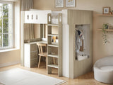 Flair Willow High Sleeper with Desk & Storage White & Oak