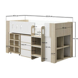 Flair Willow Mid Sleeper with Desk & Storage White & Oak