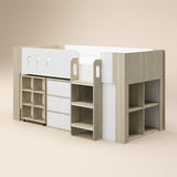 Flair Willow Mid Sleeper with Desk & Storage White & Oak