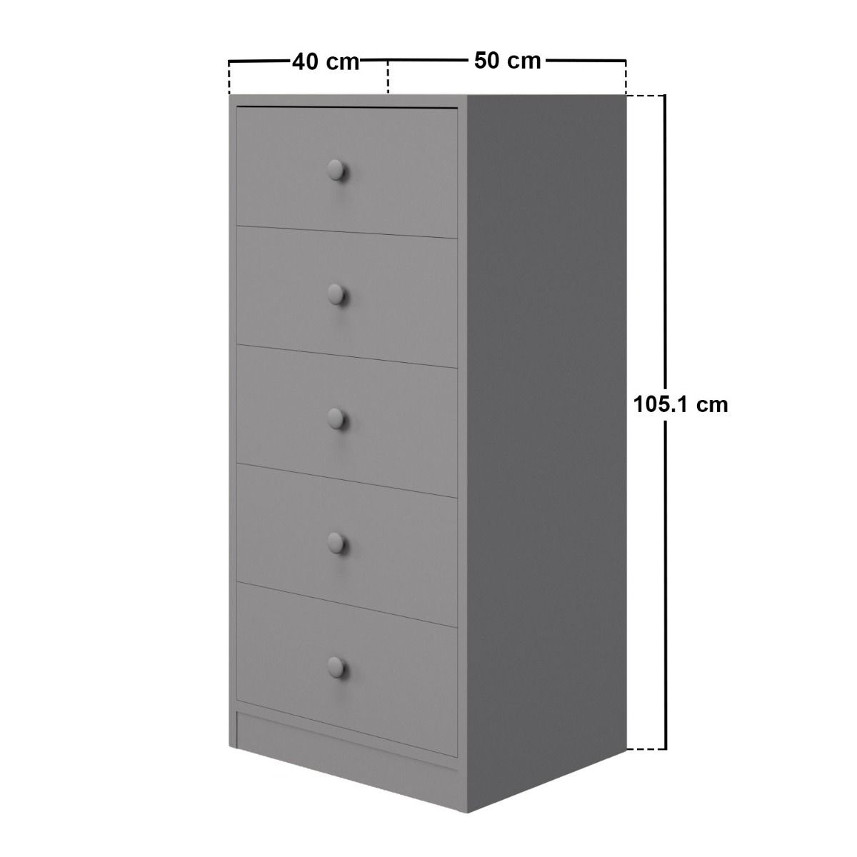 Flair Wizard Chest of 5 Drawers Grey