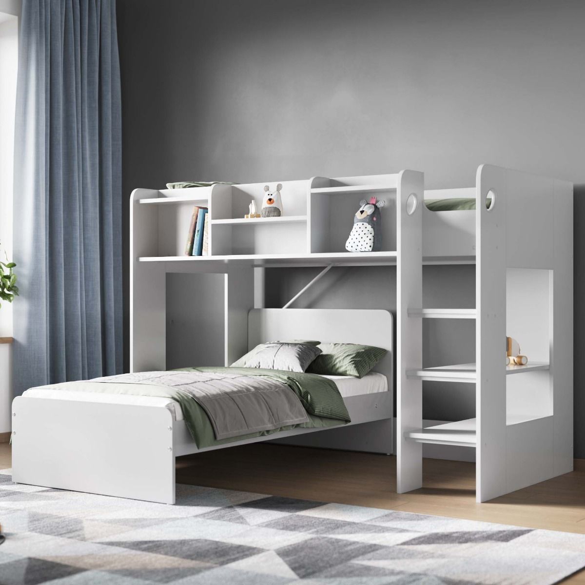 Flair Wizard Junior L Shaped Bunk Bed White