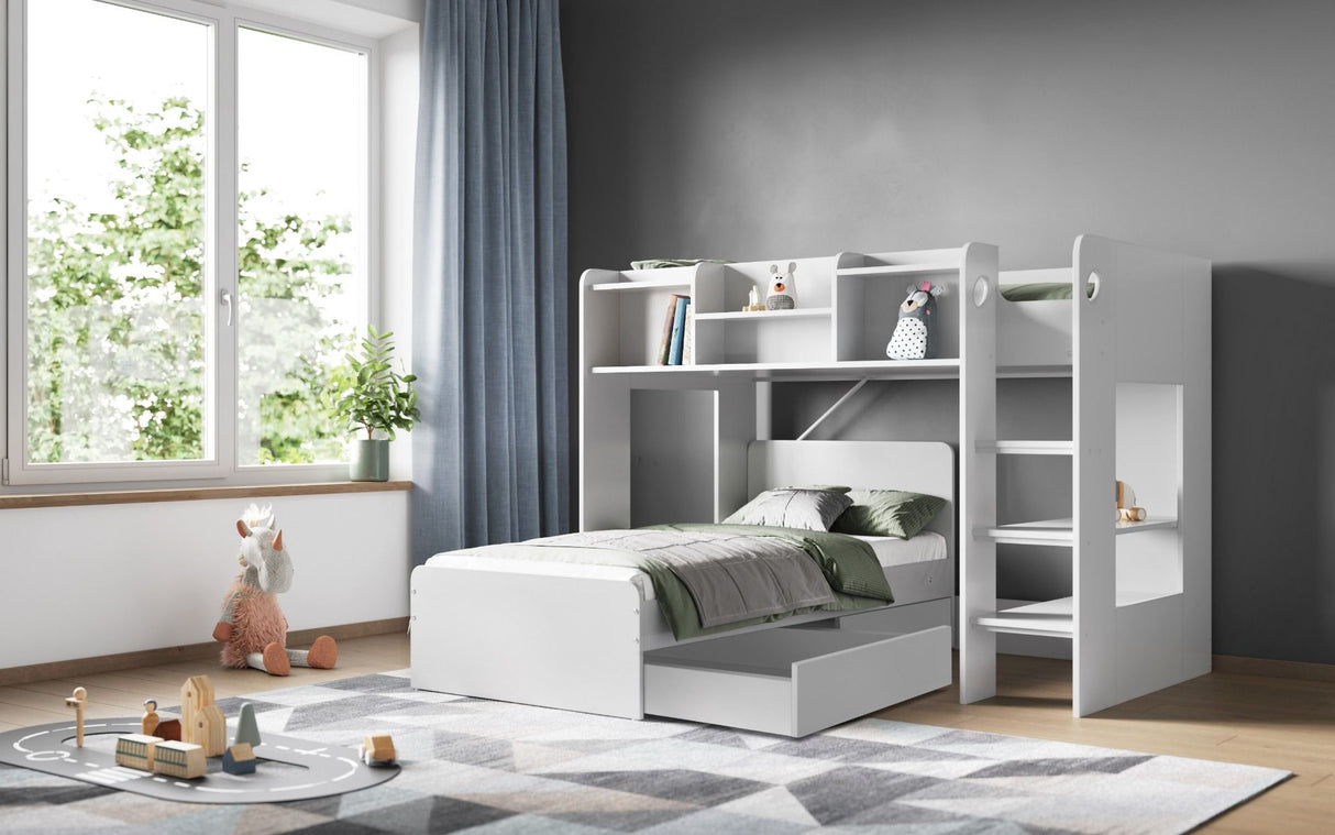 Flair Wizard Junior L Shaped Bunk Bed White