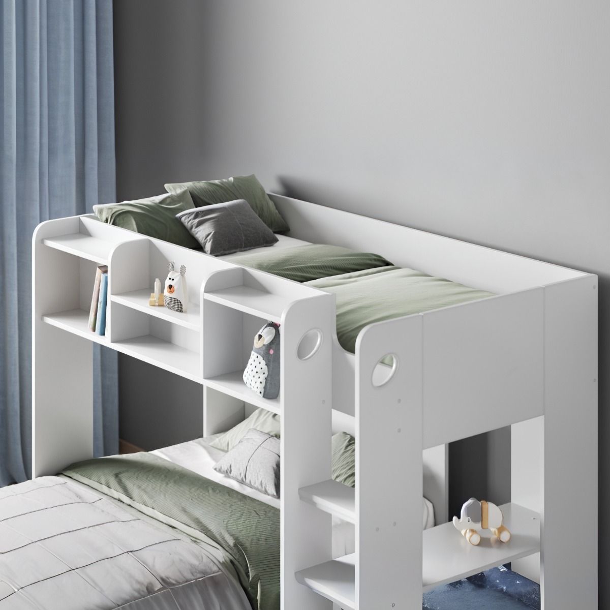 Flair Wizard L Shaped Triple Bunk Bed White