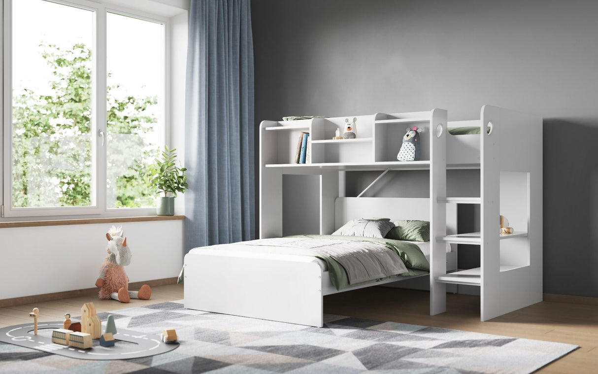 Flair Wizard L Shaped Triple Bunk Bed White