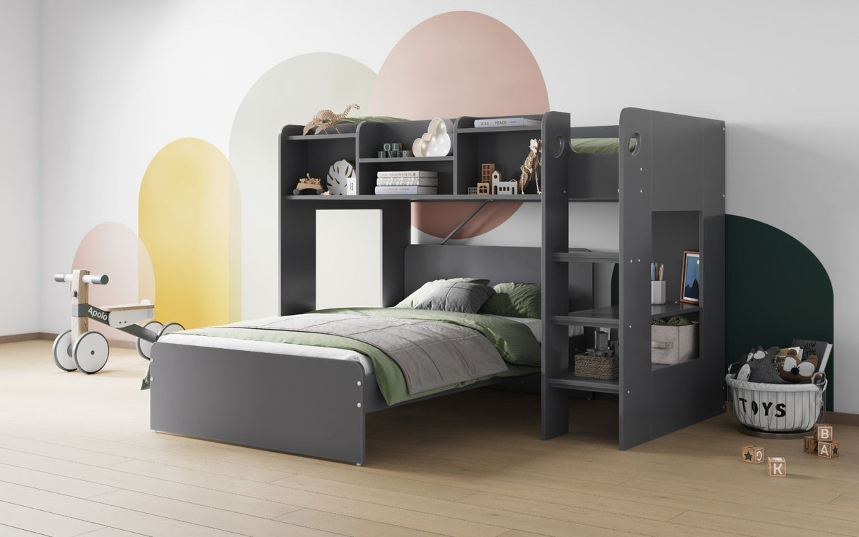 Flair Wizard L Shaped Triple Bunk Bed Grey