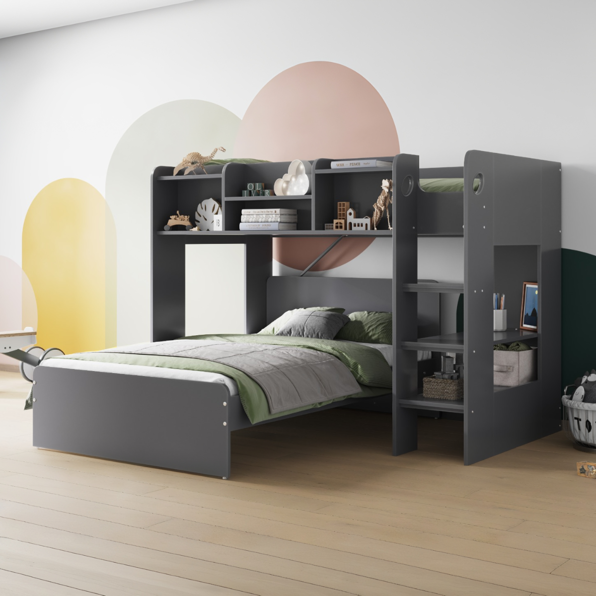 Flair Wizard L Shaped Triple Bunk Bed Grey