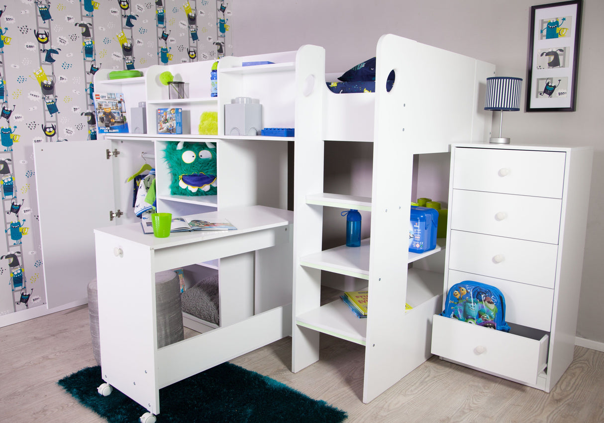 Flair Wizard Junior High Sleeper Workstation White
