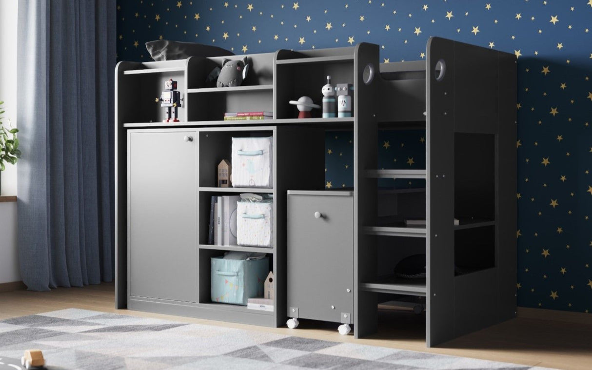 Flair Wizard Junior High Sleeper Workstation Grey