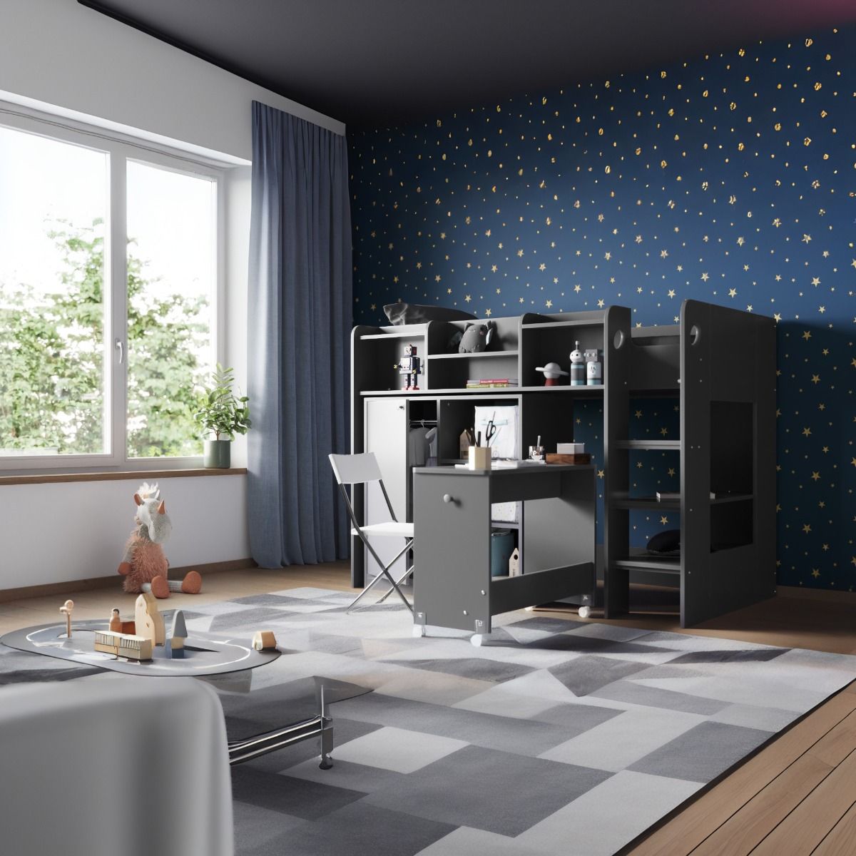 Flair Wizard Junior High Sleeper Workstation Grey