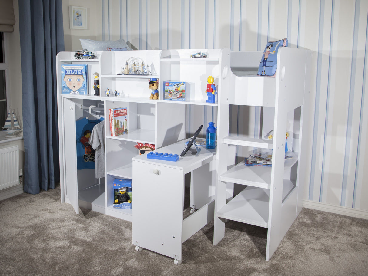 Flair Wizard Junior High Sleeper Workstation White