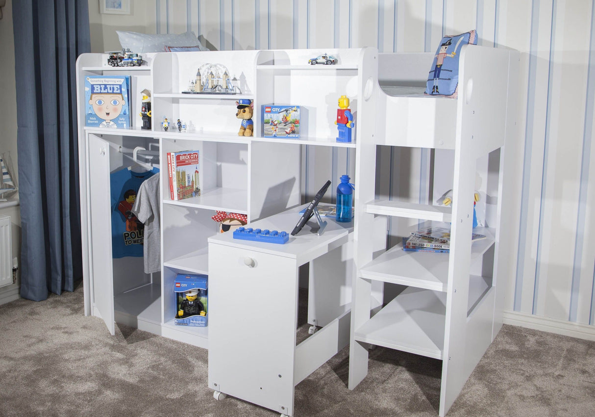 Flair Wizard Junior High Sleeper Workstation White