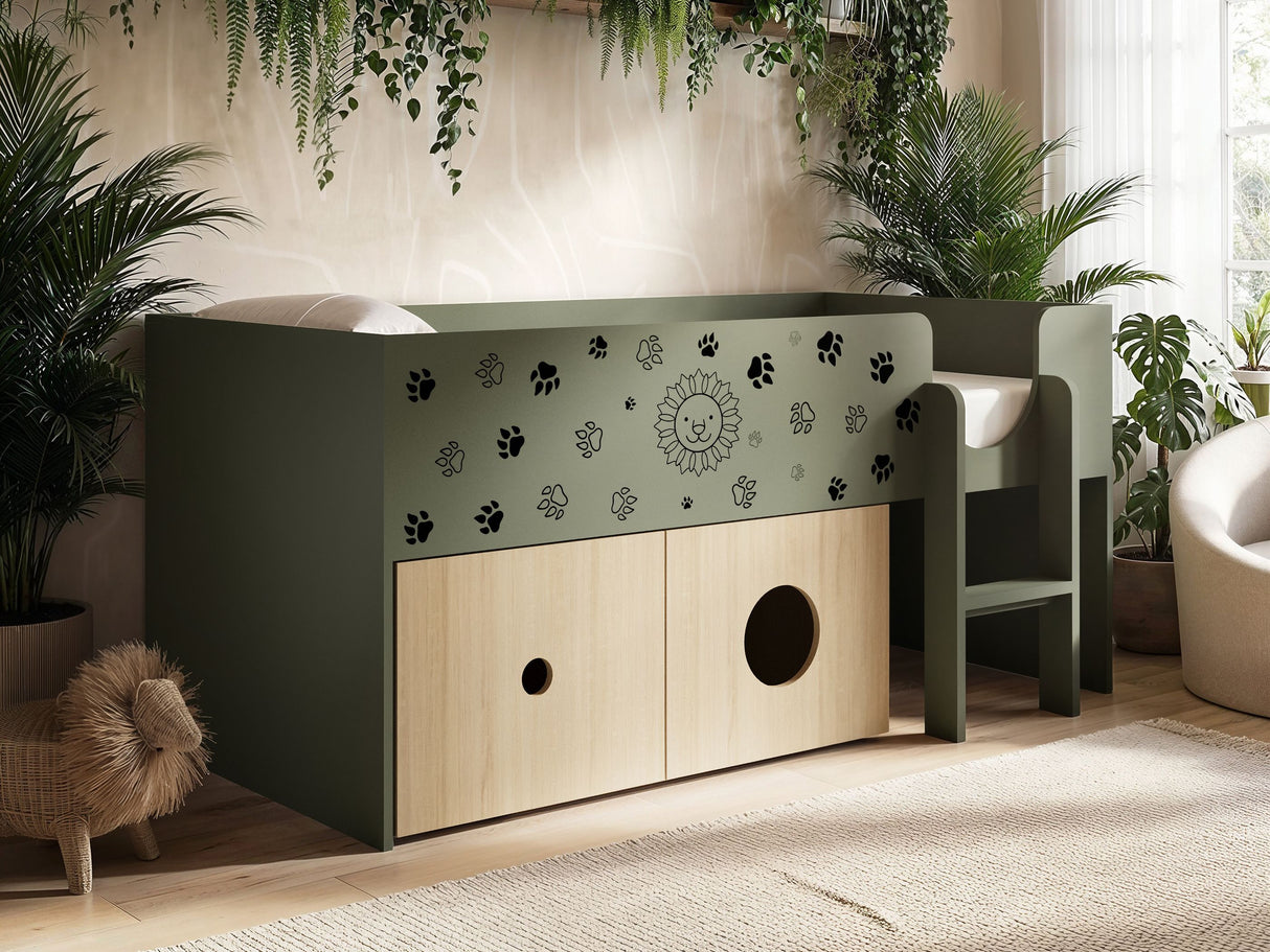 Flair Zaiden Mid Sleeper with Toy Box Green