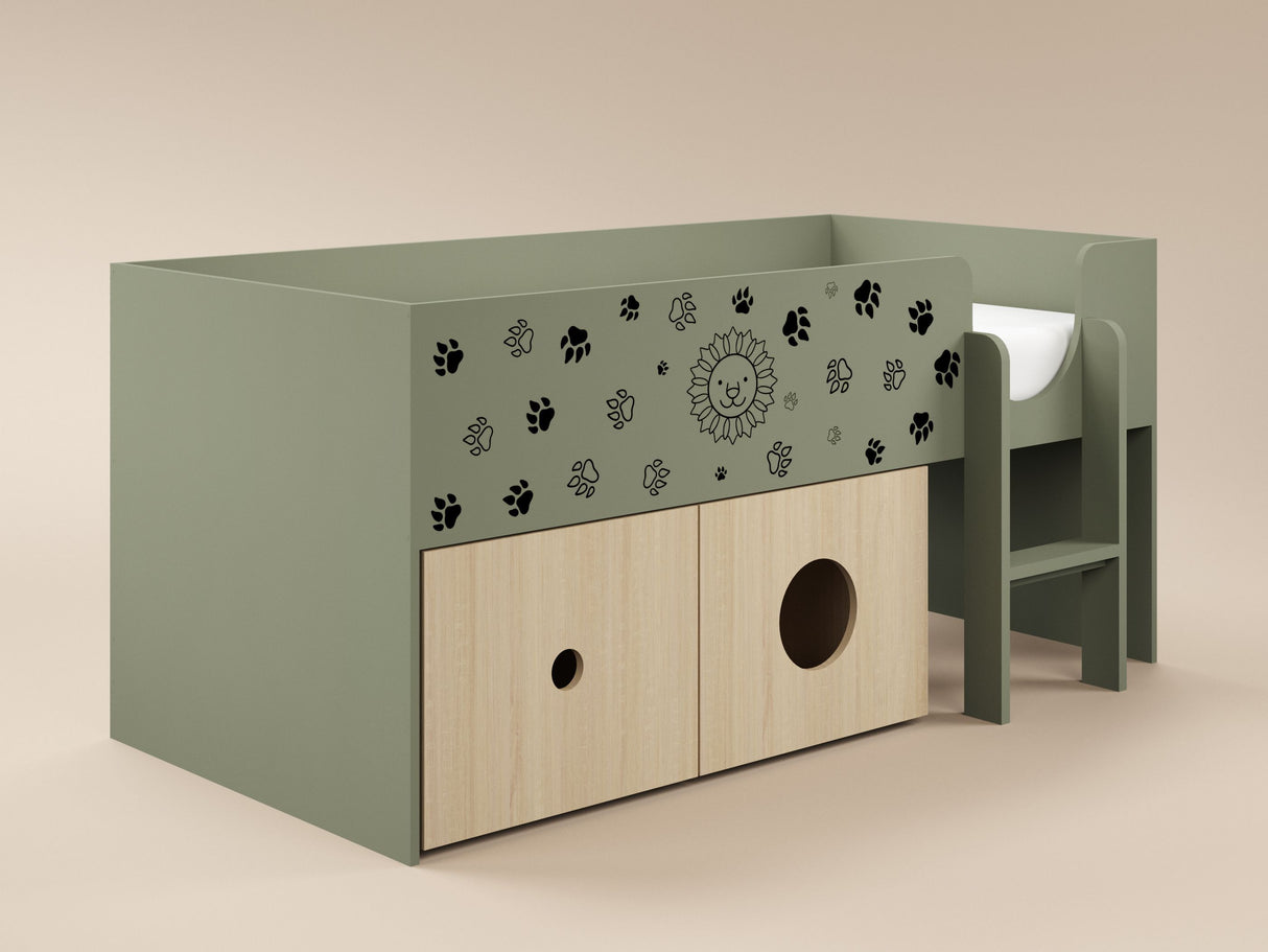 Flair Zaiden Mid Sleeper with Toy Box Green
