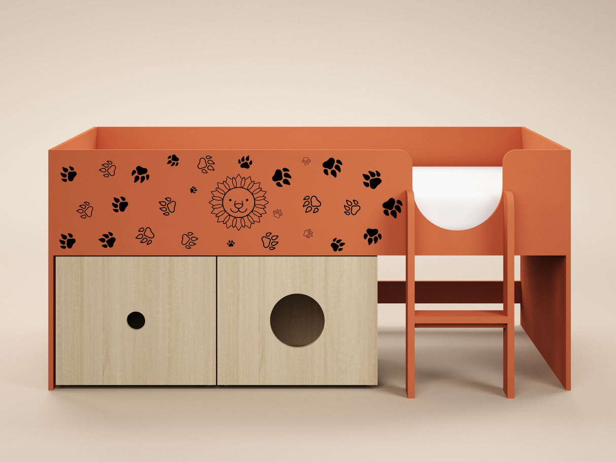 Flair Zaiden Mid Sleeper with Toy Box Orange