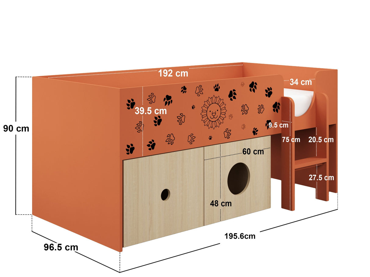 Flair Zaiden Mid Sleeper with Toy Box Orange