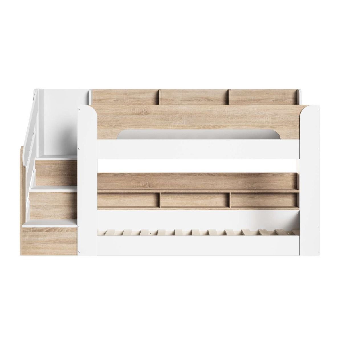Flair Zeno Staircase Low Bunk with Storage White & Oak